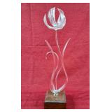 Art Glass Flower w/Wood Base 16'H