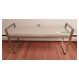 Modern contemporary bench features a light beige