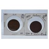 Pair of 1837 Province Du Bas Canada Half Pennies