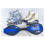 Ripstick, size 6 roller blades, and ladies skates