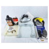 Shark vacuum, disc break pads, scale, and oil