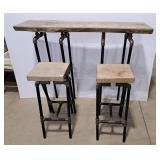 Custom Made Live Edge Bar Table with 3/4in Iron