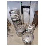 Keg Cart & Five Empty Kegs