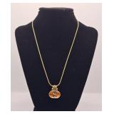 Brilliant Amber Coloured Pendant on Sterling Gold