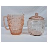 Vintage Jeanette Glass Pink Pitcher & Vintage