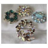 Rhinestone Brooches one signed Triad