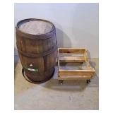 Miniature Wine barrel with cart nice man cave