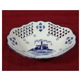 Cobalt Painted Dish w/Windmill Illustration