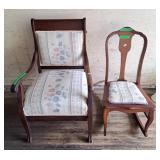 Vintage accent chair and cursing rocking chair