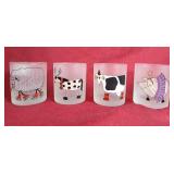 4, Dartington Designs frosted tumbler glasses