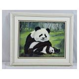 S. Riopel Framed Panda Painted Canvas - 19'Wx16'H