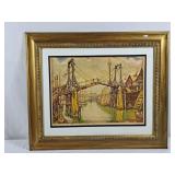 Vintage Hornyansky 'Hand-Drawbridge N.B.' Framed