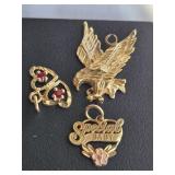 (3) 10K Gold Pendants American Eagle