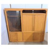 Vintage Oak Entertainment Unit, glass-fronted
