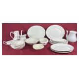 Collection of White Iron Stone Plates, Bowls,