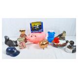 Collection of coin banks / storage animals and