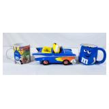 M&M Collectible Ceramic Mugs & Car Candy Dish