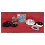 Assortmeny of Ashtrays, Metal Storage Box & Tycos