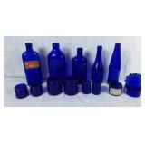 Vintage Cobalt Blue Glass Bottles and Apothecary