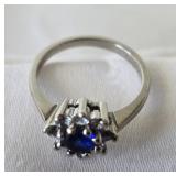 10K White Gold Sapphire Ring. Ring is Size 4.