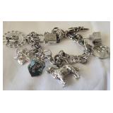 Vintage Sterling Silver Charm Bracelet with
