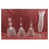 3, Glass Cut Bell and Vase