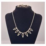 Lovely Rhinestone Necklace & Matching Clip On