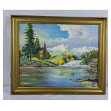 Vintage Landscape Painting by Dot - 22.5'Wx18.5'H