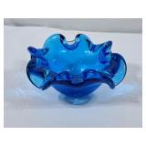 Murano Style Blue Glass Bowl