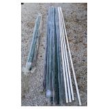 8 green 6'5' poles,  4, 10' white poles, 8 green