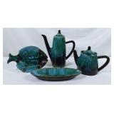 Blue Mountain Pottery Tea & Coffee Pot, & Serving