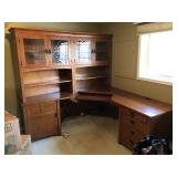 Large Corner Desk With Glass Door Cupboards and