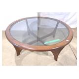 Mid-Century Round  smoked Glass Coffee Table
