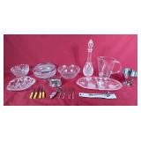 Assorted Clear Glassware bowls, serving trays,