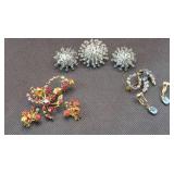 Three Sets of Brooches w/Clip On Earrings