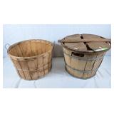 Pair of apple baskets. 1 with lid