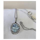 Sterling Silver Blue Topaz Diamond  tested