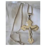 Sterling Silver Large Crucifix Pendent Necklace