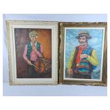Pair of Large Mona Oil on Canvas Paintings -