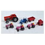 3 Matchbox Tractors, 1/64 tractor and implements,
