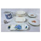 6 Vintage fruit plates Japan, Corning Ware