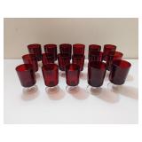 Ruby Red Cavalier Cordials, Crystal glasses 10,
