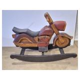 Carved wood rocking motorcycle