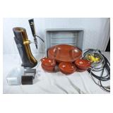 Extension cords, football chip & dip party sets