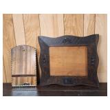 Scalloped edge mirror 10' l x 16' h and wooden
