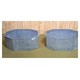 Pair of galvanized buckets. 25 1/2' l x 15 1/2' d