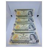Uncirculated Four in a Row 1973 Canada One Dollar