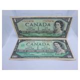 1954 and 1967 Canada One Dollar Replacement Bills