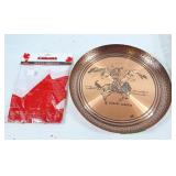 Canada flag and hand-wrought copper souvenir bowl