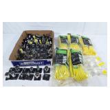 Assorted sockets, rope, and safety glasses